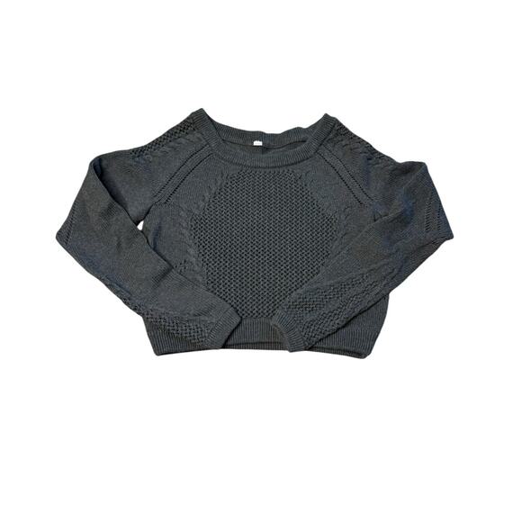 Lululemon Be Present Pullover Heathered Black Size Small Open Knit Sweater - Picture 3 of 10